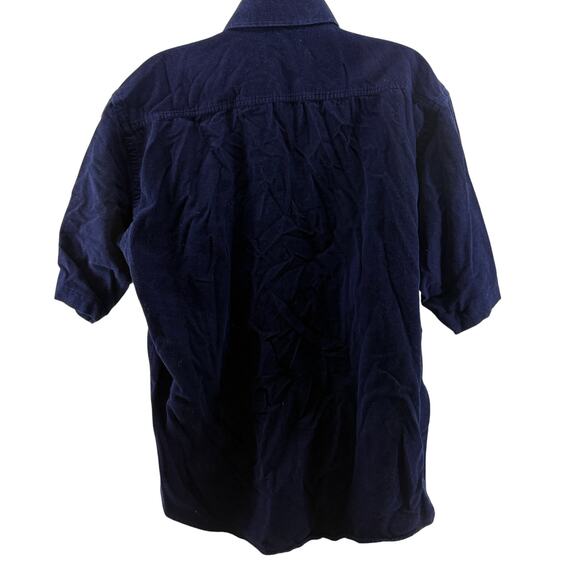Vintage Turtle Blue Corduroy Short Sleeve Button Front Shirt Mens 44 - Picture 3 of 3